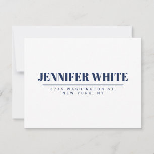 Minimalistisk Elegant, blå och vit, vanlig retro OSA Kort