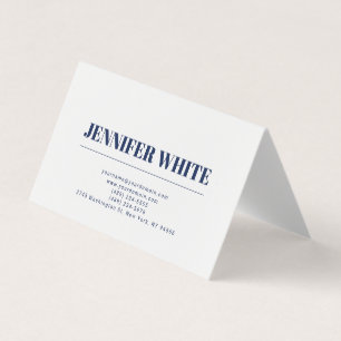 Minimalistisk Elegant, blå och vit, vanlig retro Visitkort