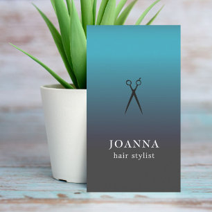Minimalistisk Elegant Blå Svarta Saxar Frisör Visitkort