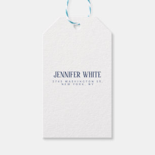 Minimalistisk Elegant Blå & Vit Djärv Retro Presentetikett