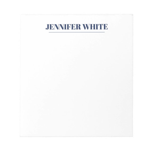 Minimalistisk Elegant Blå & Vit Enkel Retro Anteckningsblock (Framsida)