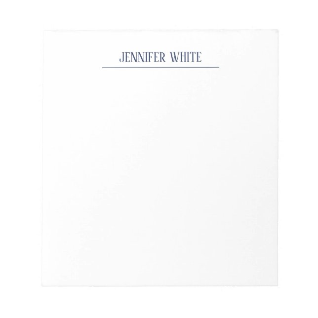 Minimalistisk Elegant Blå & Vit Enkel Retro Anteckningsblock (Framsida)