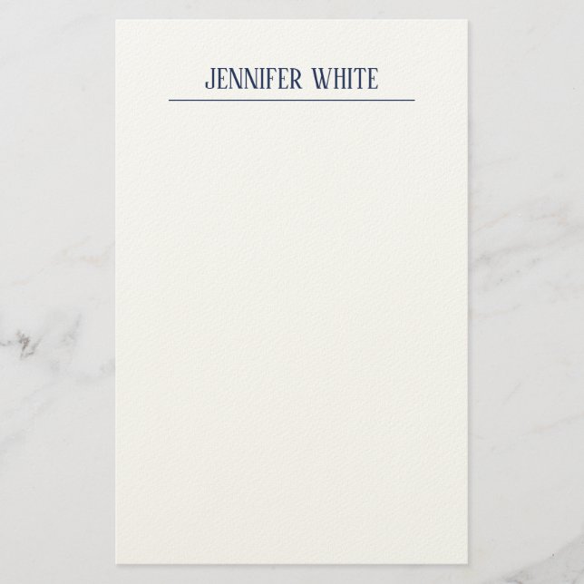 Minimalistisk Elegant Blå & Vit Enkel Retro Brevpapper (Framsida)