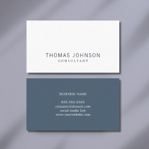 Minimalistisk Elegant Blå Vit Konsult Visitkort