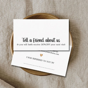 Minimalistisk Elegant Black White Faux Guld Heart Rabattkort