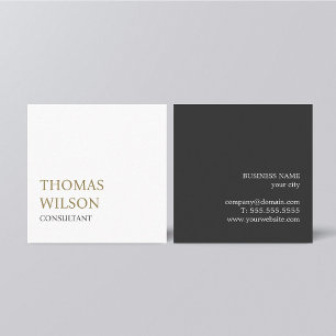 Minimalistisk Elegant Black White Golden Consultan Fyrkantigt Visitkort