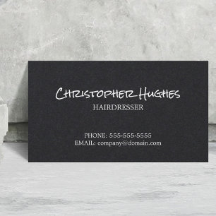 Minimalistisk Elegant Black White Hairdresser Visitkort