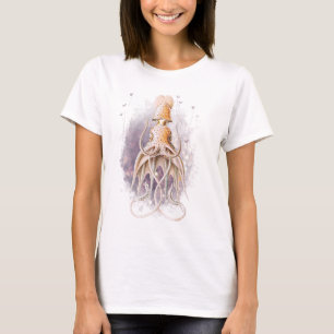 Minimalistisk & Elegant Bläckfisk Konst Vit T Shirt