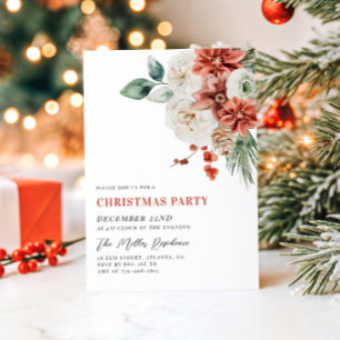 Minimalistisk Elegant Blommig Grönska Julfest Inbjudningar