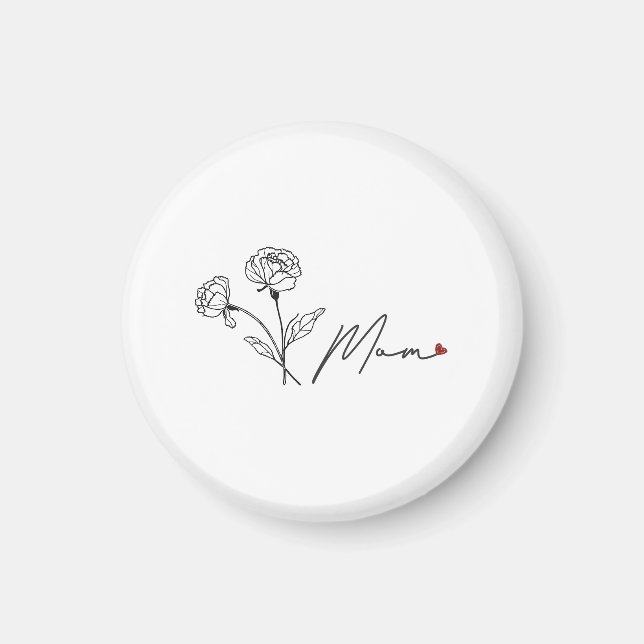 Minimalistisk Elegant Blommigt Mamma Magnet (Framsidan)