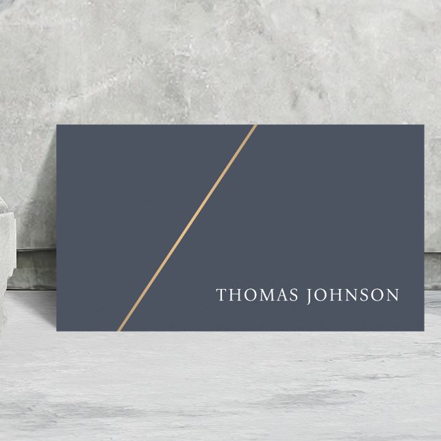 Minimalistisk Elegant Blue Faux Guld Line Consulta Visitkort (Skapare uppladdad)