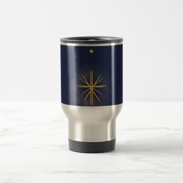 Minimalistisk Elegant Blue med Gult Star Mugg (Center)