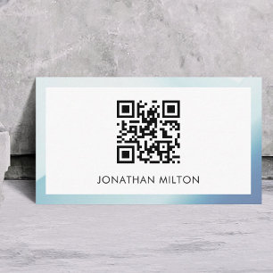 Minimalistisk Elegant Blue White Consultant QR-kod Visitkort