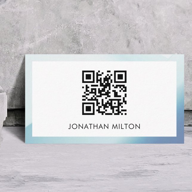 Minimalistisk Elegant Blue White Consultant QR-kod Visitkort (Skapare uppladdad)