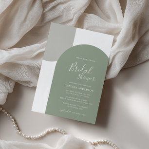 Minimalistisk Elegant Boho-båge Sälggrön Bröllopsd Inbjudningar