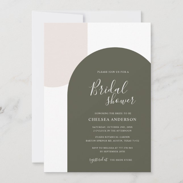 Minimalistisk Elegant Boho Båge Sålgrön Bröllopsfe Inbjudningar (Framsida)
