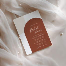 Minimalistisk Elegant Boho Båge Terrakotta Bröllop Inbjudningar