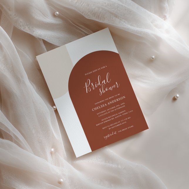 Minimalistisk Elegant Boho Båge Terrakotta Bröllop Inbjudningar (Skapare uppladdad)