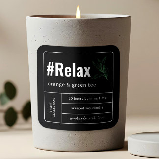Minimalistisk Elegant Boho Black & White Candle-et Fyrkantigt Klistermärke