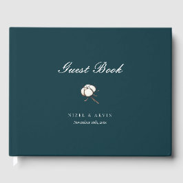 Minimalistisk Elegant Bomull Djupgrön Bröllop Gästböcker
