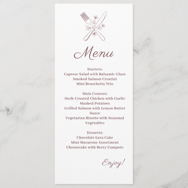 Minimalistisk Elegant bröllop Menu Meny (Framsida)