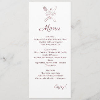 Minimalistisk Elegant bröllop Menu Meny