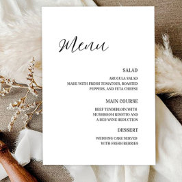 Minimalistisk Elegant bröllop Menu OSA Kort