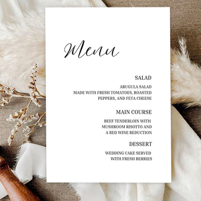 Minimalistisk Elegant bröllop Menu OSA Kort (Skapare uppladdad)