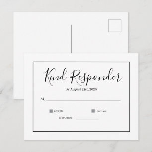 Minimalistisk Elegant Bröllops-Svar Postkort Vykort