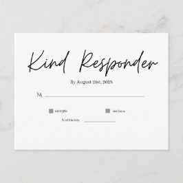Minimalistisk Elegant Bröllops-Svar Postkort Vykort