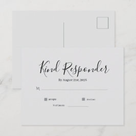 Minimalistisk Elegant Bröllops-Svar Postkort Vykort