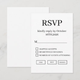 Minimalistisk Elegant Bröllops-Svarskort OSA Kort