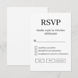 Minimalistisk Elegant Bröllops-Svarskort OSA Kort