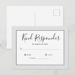 Minimalistisk Elegant Bröllops-Svarskort Vykort