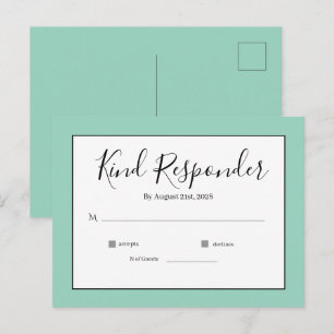 Minimalistisk Elegant Bröllops-Svarskort Vykort
