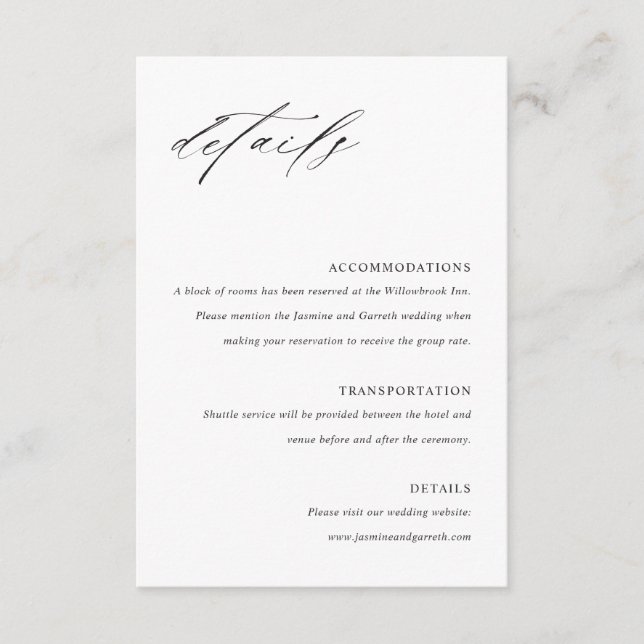 Minimalistisk Elegant Bröllopsbilaga Detaljerad In Tilläggskort (Framsida)