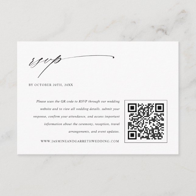Minimalistisk Elegant Bröllopsbilaga RSVP-kort Tilläggskort (Framsida)