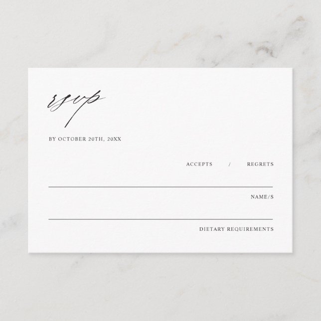 Minimalistisk Elegant Bröllopsbilaga RSVP-kort Tilläggskort (Framsida)