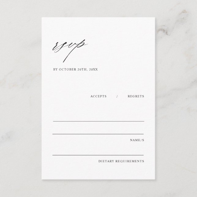 Minimalistisk Elegant Bröllopsbiljett RSVP-kort Tilläggskort (Framsida)