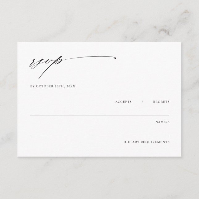 Minimalistisk Elegant Bröllopsbiljett RSVP-kort Tilläggskort (Framsida)