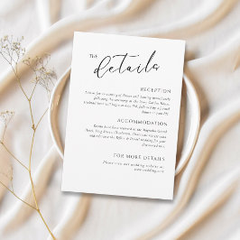 Minimalistisk Elegant bröllopsdetaljer bifogad kor Tilläggskort