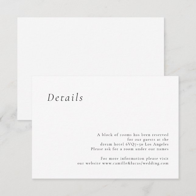 Minimalistisk Elegant Bröllopsdetaljkort OSA Kort (Fram/baksida)