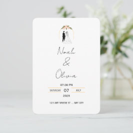 Minimalistisk elegant bröllopsinbjudan med script- inbjudningar