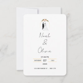 Minimalistisk elegant bröllopsinbjudan med script- inbjudningar