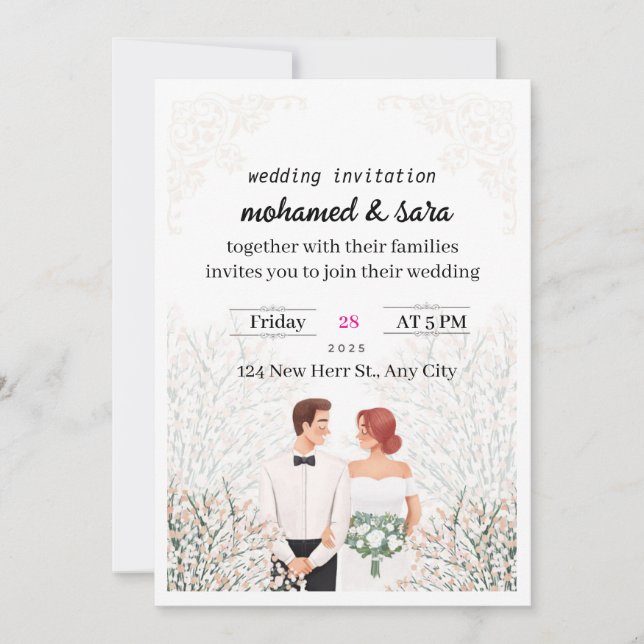 Minimalistisk Elegant Bröllopsinbjudan & RSVP Inbjudningar (Framsida)