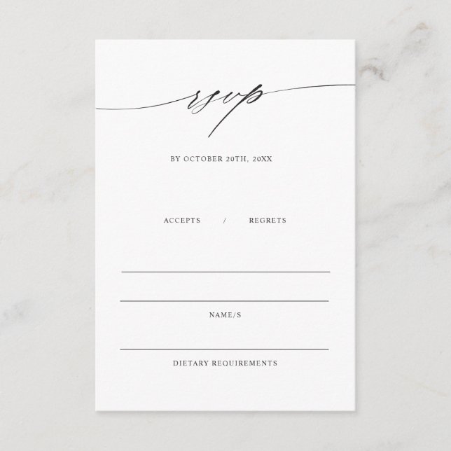 Minimalistisk Elegant Bröllopsinbjudan RSVP-kort Tilläggskort (Framsida)