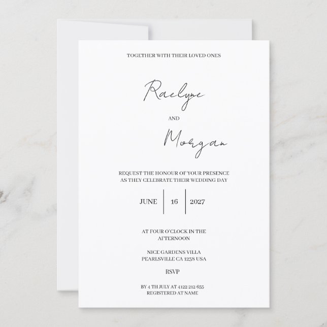 Minimalistisk Elegant Bröllopsinbjudan  Tack Kort (Framsida)