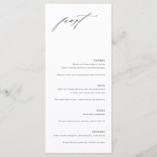 Minimalistisk Elegant Bröllopsmeny Kort