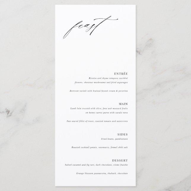 Minimalistisk Elegant Bröllopsmeny Kort (Framsida)