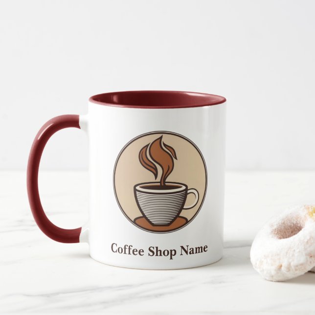 Minimalistisk Elegant Brown Coffee espresso-butik Mugg (Med munk)